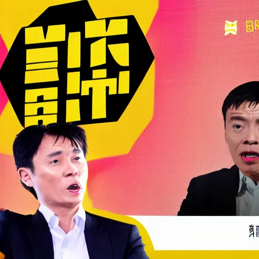 Image similar to ceo of binance changpeng zhao screaming while angry customers grab