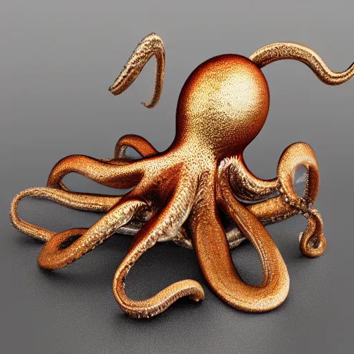 Image similar to metallic octopus, vray, 55mm