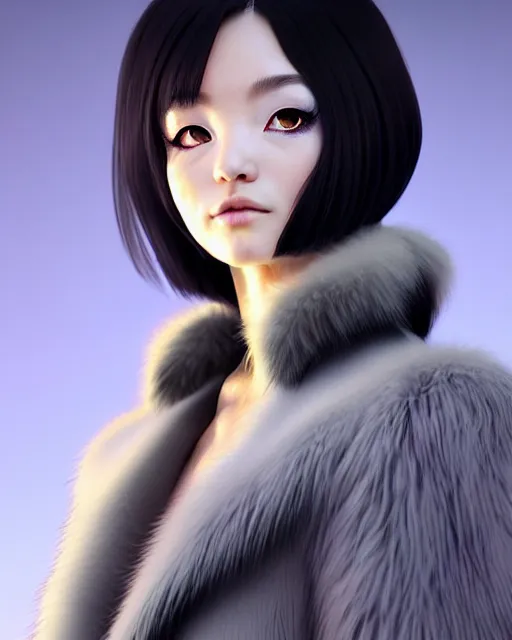 Prompt: fur - lined dragonhide jacket!!! beautiful and elegant female!! gorgeous ayes!! character concept art, sharp focus, illustration, artgerm!! yusuke murata! wlop!! ilya kuvshinov!! marc brunet!! octane render! unreal engine 5! highly rendered!! trending on artstation!! cgi vfx!