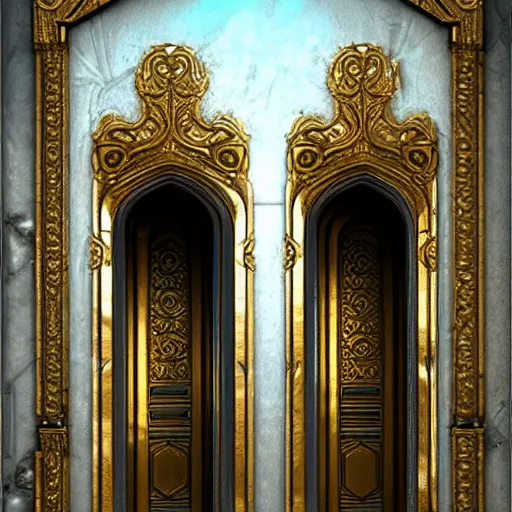 Image similar to hyper realistic ornate sci - fi double door by darek zabrocki