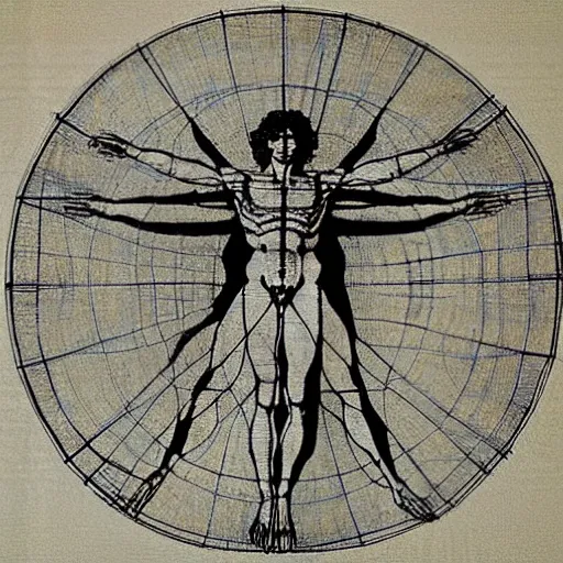 Image similar to blue print of tooth fairy like a vitruvian man, leonardo da vinci