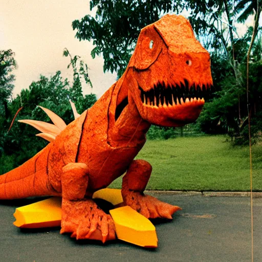 Image similar to dinosaur made of mango skin, 9 0 s kodak photo