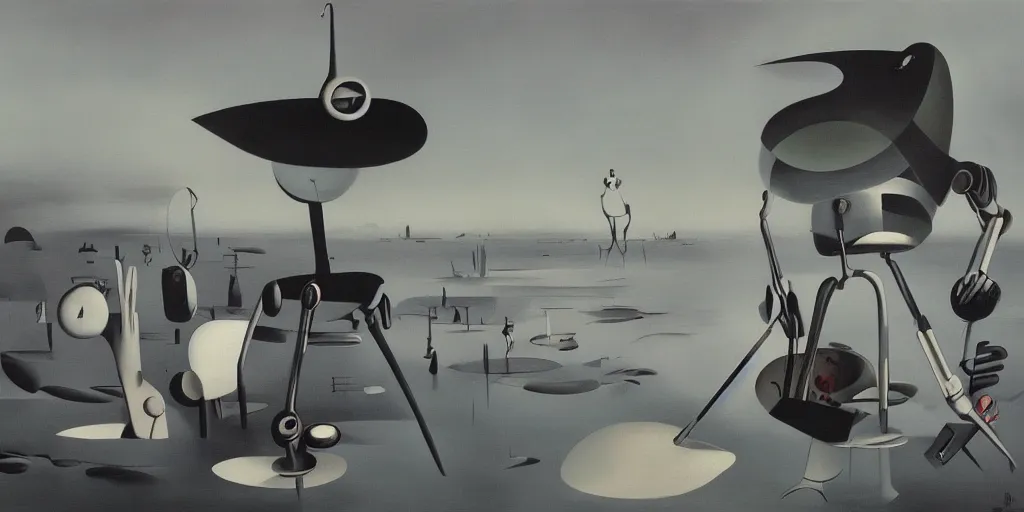 Image similar to a beautiful painting of robot by yves tanguy, trending on artstation