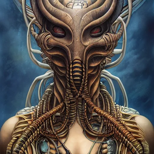 Image similar to underwater naga steampunk giger portrait, Pixar style, by Tristan Eaton Stanley Artgerm and Tom Bagshaw.