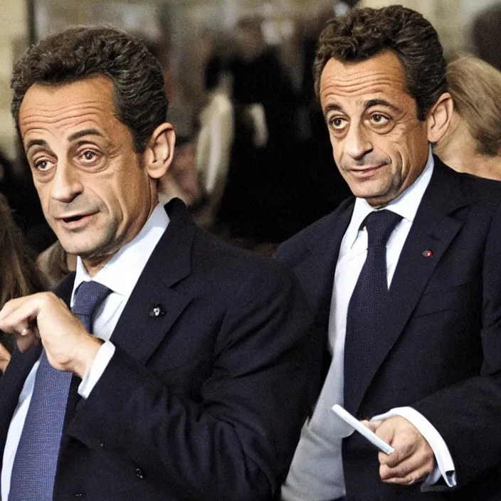 Image similar to picture of sus Nicolas Sarkozy, very very low quality security footage heavy grainy picture