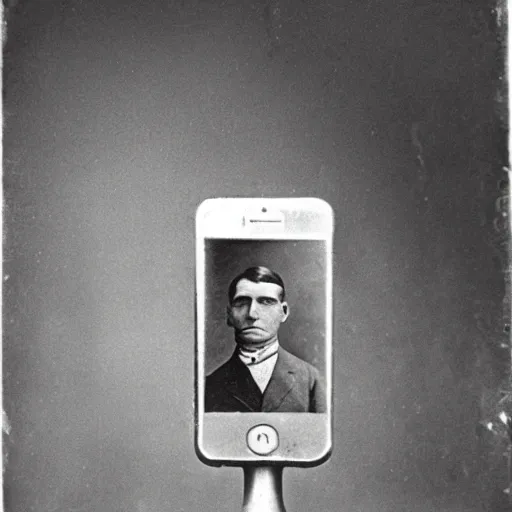 Image similar to an early 1900s photo of an iphone