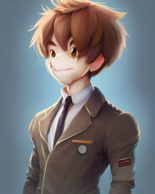 Prompt: character concept art of a cute male anthropomorphic furry | | adorable, a detective, key visual, realistic shaded perfect face, tufted softly, fine details by stanley artgerm lau, wlop, rossdraws, james jean, andrei riabovitchev, marc simonetti, and sakimichan, trending on weasyl