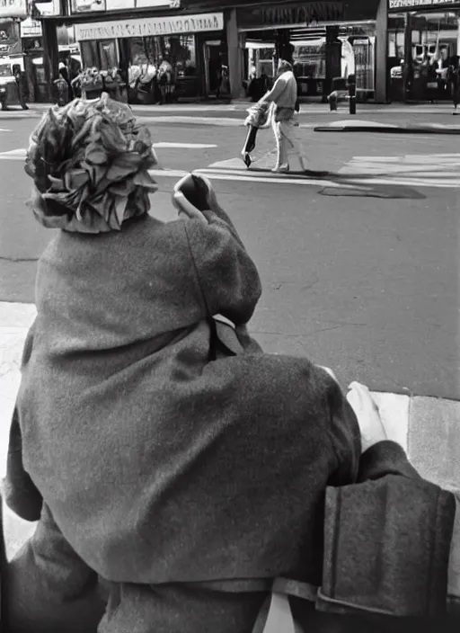 Image similar to street photography by vivian maier. professional photography.