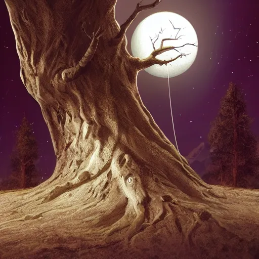 Image similar to giant tree on the moon, artstation, detailed, digital art