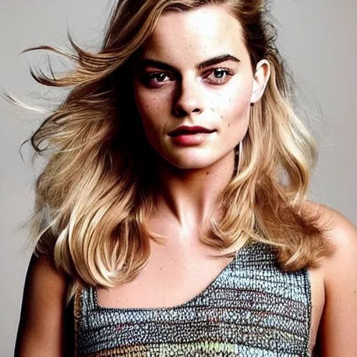 Prompt: a! woman who is a genetic combination of margot robbie and emma watson! face and upper - body focus, detailed eyes