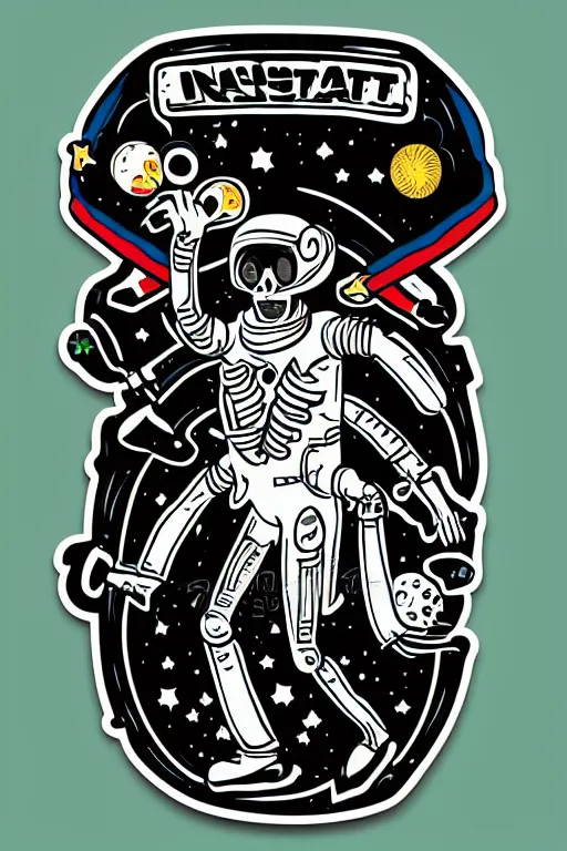 Image similar to A portrait of a skeleton as an astronaut, sticker, colorful, illustration, highly detailed, smooth and clean vector curves, no jagged lines, vector art, smooth