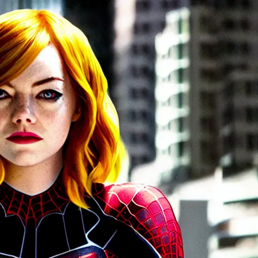 Prompt: Emma Stone as Spider Gwen in the new Spider-Man movie