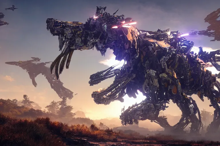 Image similar to glinthawk machine mecha animal beast robot of horizon forbidden west horizon zero dawn bioluminiscence global illumination ray tracing hdr fanart arstation by sung choi and eric pfeiffer and gabriel garza and casper konefal