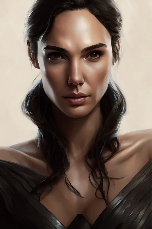 Image similar to Portrait of Gal Gadot, elegant, digital painting, highly detailed, artstation, concept art, smooth, sharp focus, illustration, art by artgerm and greg rutkowski.