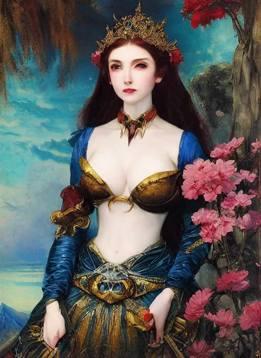 Prompt: Amouranth as an evil princess by Frederick Edwin Church and James Jean, rule of thirds, seductive look, beautiful, in intergalactic Japan, masterpiece, Refined