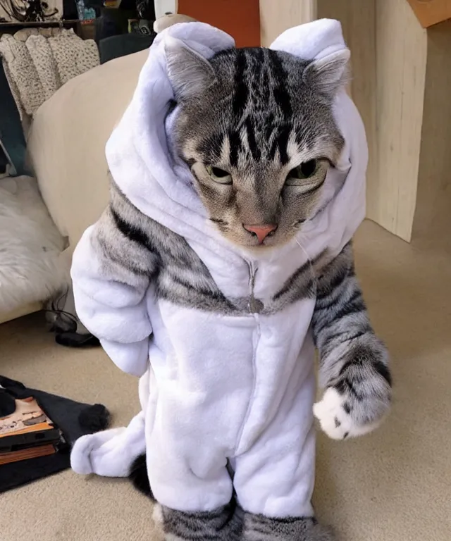 Image similar to a cat furry wearing a kigurumi