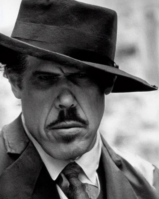 Image similar to film still close up shot of ron perlman as vito corleone from the movie the godfather. photographic, photography