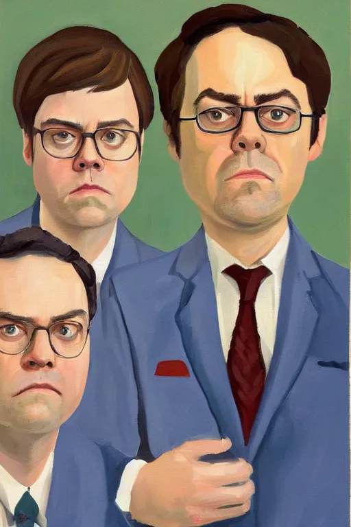 Image similar to portrait painting of dwight schrute and joe lo truglio, in the style of albert marquet