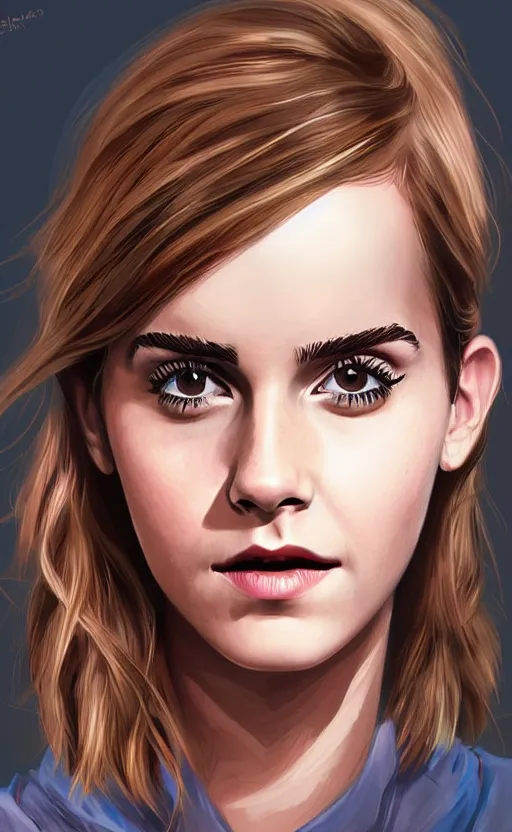 Prompt: Digital art of Emma Watson by RossDraws