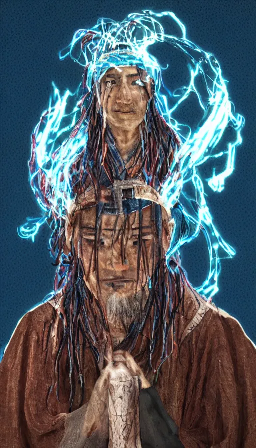Prompt: portrait of a digital shaman, from kenshin