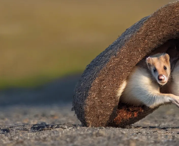 Image similar to 4 k hd, high detail photograph of weasel surfing, shot with sigma f / 4. 2, 2 5 0 mm sharp lens, wide shot, consistent, volumetric lighting, high level texture render