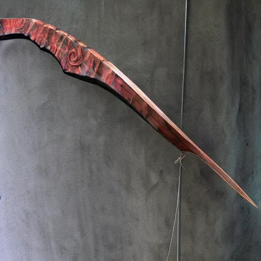 Image similar to fantasy recurve longbow weapon made from whispy shadows, digital media, realistic