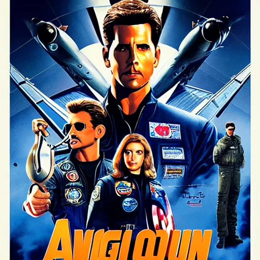 Image similar to poster of top gun staring the avengers, 4k, HDR, photorealistic, 8k by HR Giger