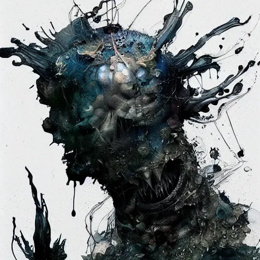 Image similar to mutant fishman with gills and scales from the ocean by emil melmoth zdzislaw beksinki craig mullins yoji shinkawa realistic render ominous detailed photo atmospheric by jeremy mann francis bacon and agnes cecile ink drips paint smears digital glitches glitchart