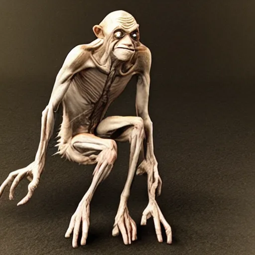 Image similar to gollum has giant chicken legs instead of his legs