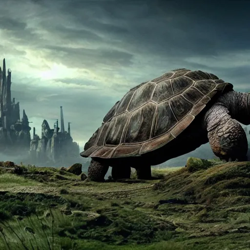 giant tortoise with a large fantasy castle rising from | Stable ...