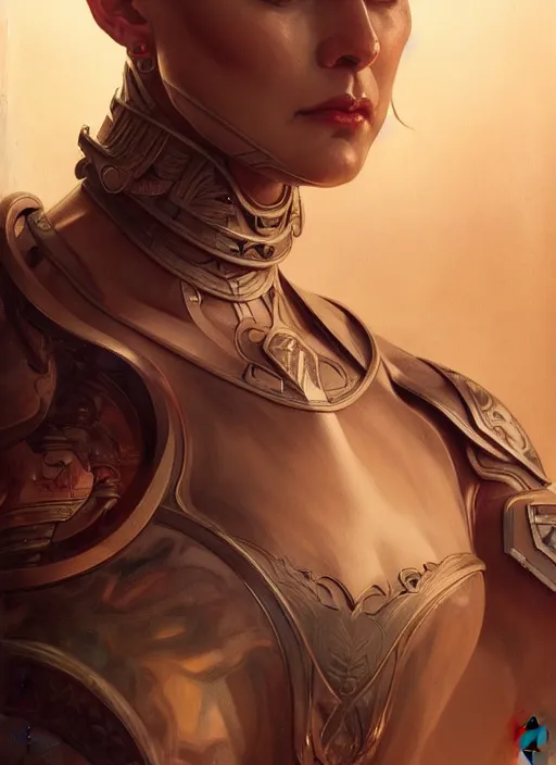 Prompt: Symmetry!! portrait of a bald woman, warrior in armour, muscular, fantasy, intricate, elegant, highly detailed, digital painting, artstation, concept art, smooth, sharp focus, illustration, art by artgerm and greg rutkowski and alphonse mucha