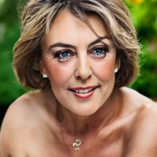 Prompt: old elizabeth hurley supermodel at age 9 0 years old, color ( sony a 7 r iv, symmetric balance, polarizing filter, photolab, lightroom, 4 k, dolby vision, photography award ), vogue, perfect face