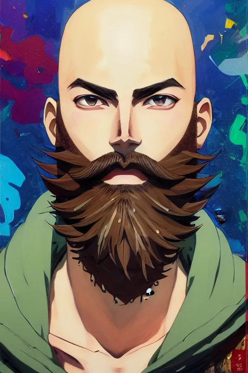 bald and bearded anime guy | Stable Diffusion