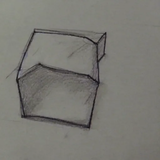 Prompt: An educational artist's demonstration of a single simple cube drawn in one point perspective. Sketch.