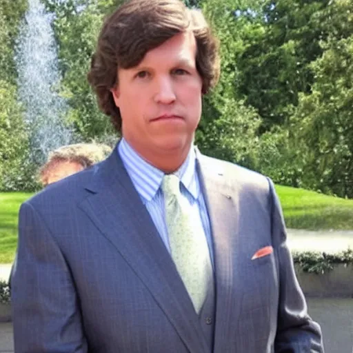 Image similar to tucker carlson, dressed like a princess