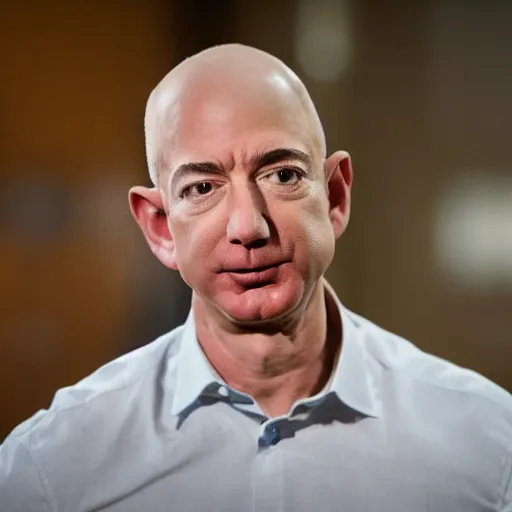 Image similar to jeff bezos being abusive towards his employees and forcing them to work without toilet breaks, sharp focus, hyper realistic, sony 5 0 mm lens