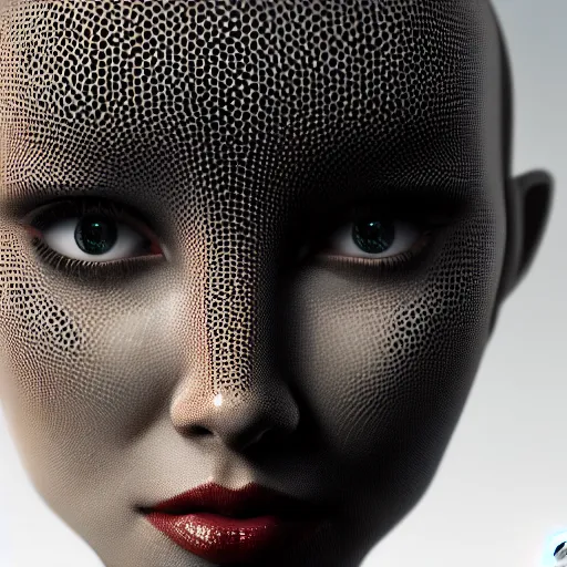 Prompt: a 4 k closeup of a woman with trypophobia, artstation, cgsociety, 4 k, 8 k