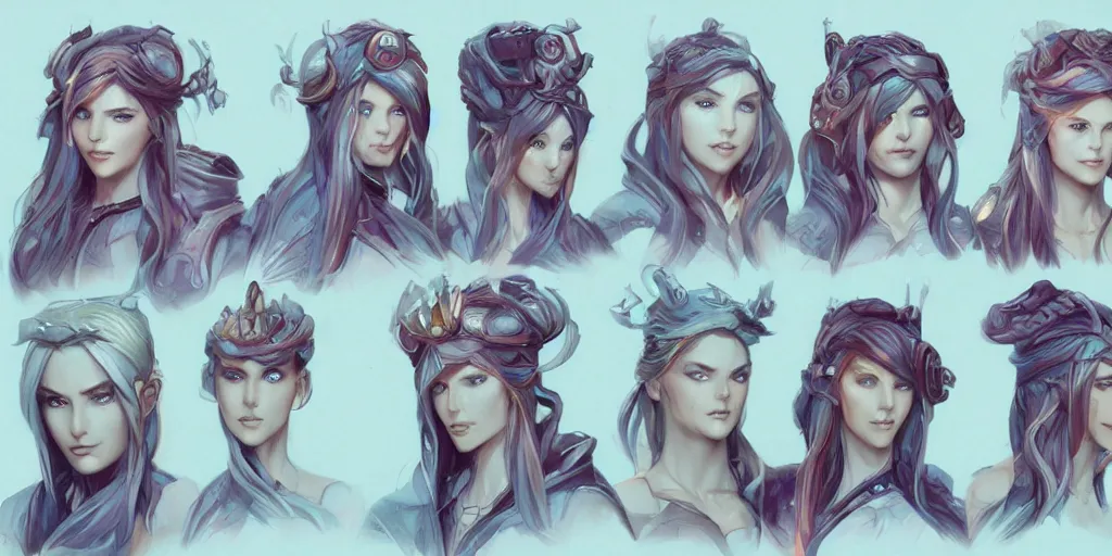 Image similar to concept art of beautiful irish female netrunner d & d video game characters head designs, unique hair designs, by marc brunet and artgerm