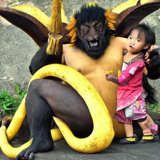 Image similar to Rajang stealing a child,