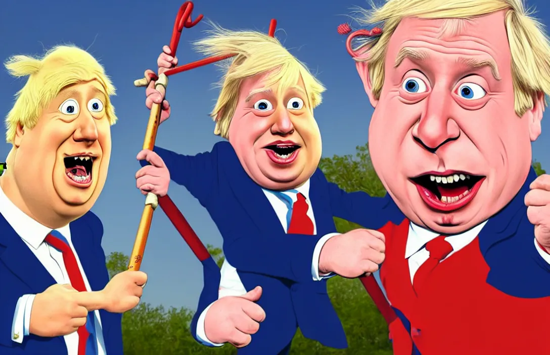 Image similar to boris johnson as the disney version of pinocchio, with a long nose, in the style of kim jung gi