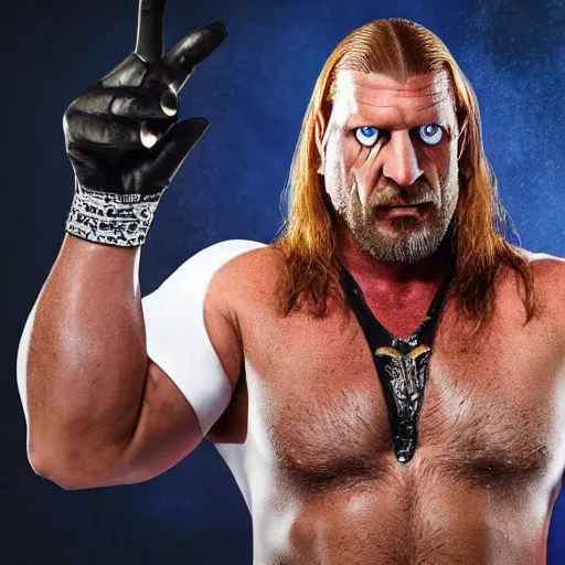 Image similar to Head-to-shoulder shot of Triple H as a Disney villain