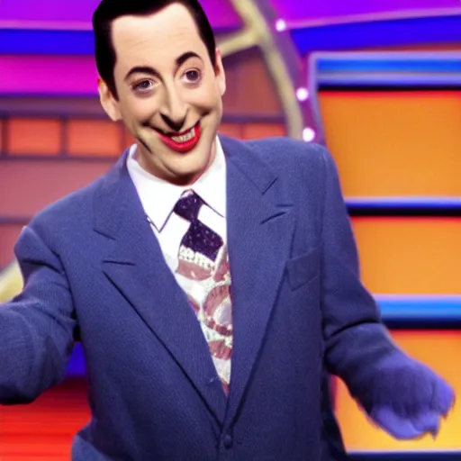 Image similar to Pee-wee Herman as the host of Jeopardy