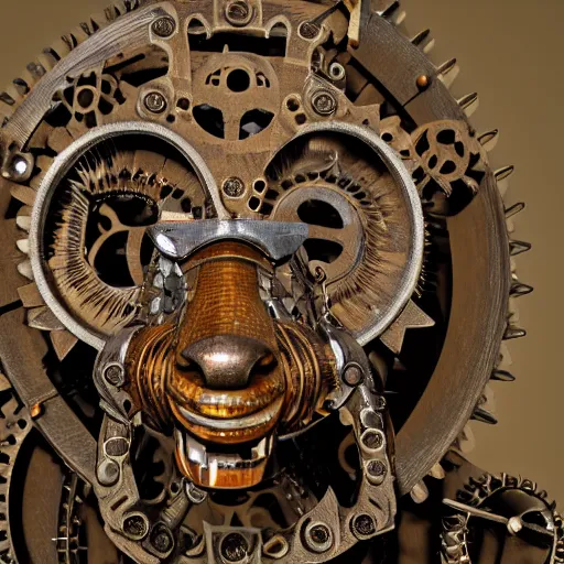 Image similar to rat made out of gears and tubes in a steampunk style, rusty, portrait, 4 k, high details, shiny