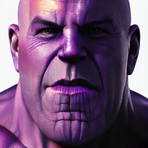 Image similar to thanos looking like vin diesel, realistic digital art, artstation, cinematic