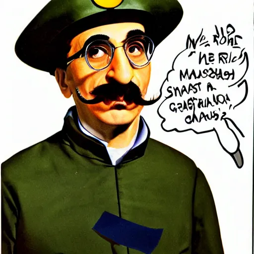 Image similar to Groucho Marx as Master Chief