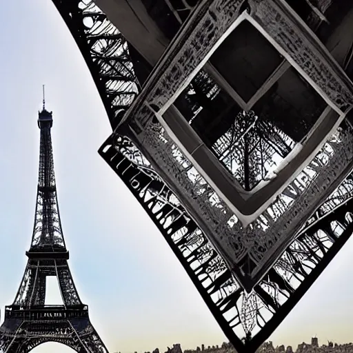 Image similar to extreme wide angle photograph of the eiffel tower by murad osmann,