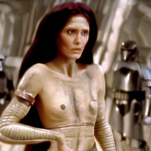 Image similar to a film still of eve ( from the bible ) in star wars 1 9 7 7, realistic, photorealistic, detailed,