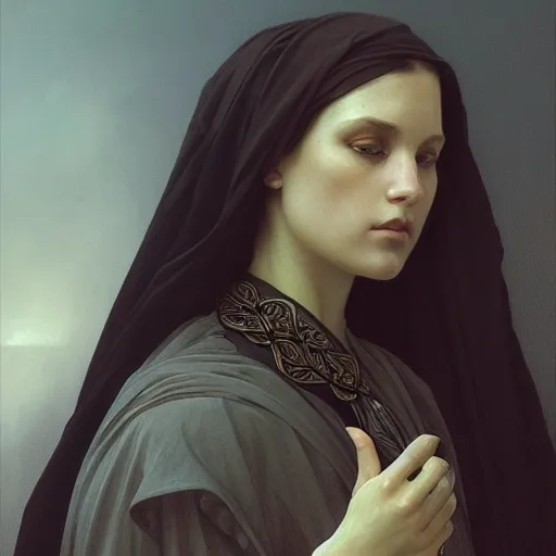 Prompt: portrait of the angel of death, intricate, elegant, highly detailed, digital painting, artstation, concept art, smooth, sharp focus, illustration, art by artgerm and greg rutkowski and alphonse mucha and william - adolphe bouguereau