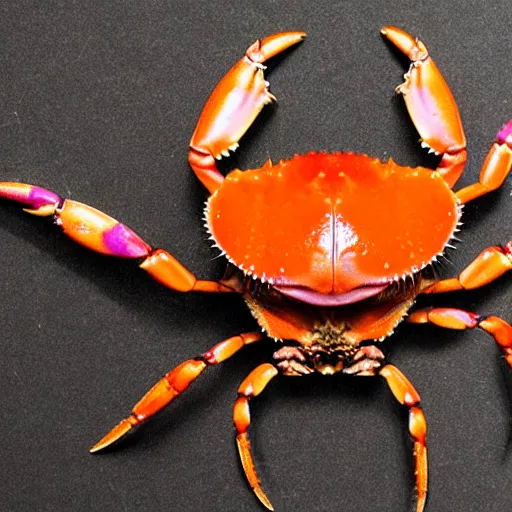 Image similar to crab with down syndrome and feline purple eyes