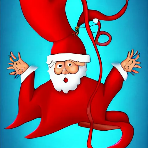 Prompt: satan claus with devil's tail, digital art